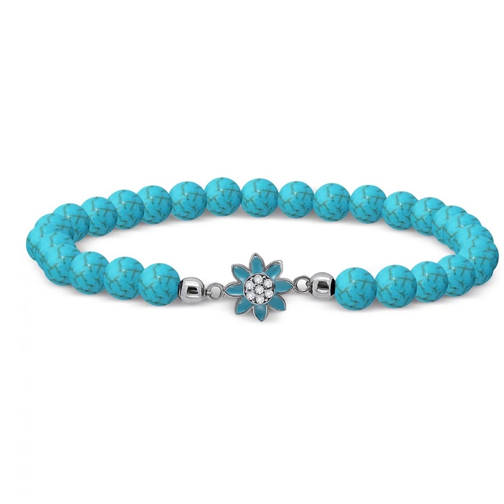 Giani Bernini Howlite Chrysocolla & Enamel Flower Bead Stretch Bracelet